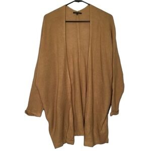 Staccato Womens Camel Tan Waffle Knit Open Front Batwing Cardigan Sweater M/L